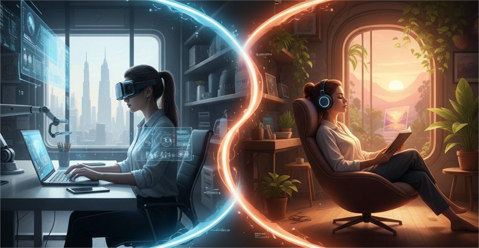 Digital Balance in Action Concept Art